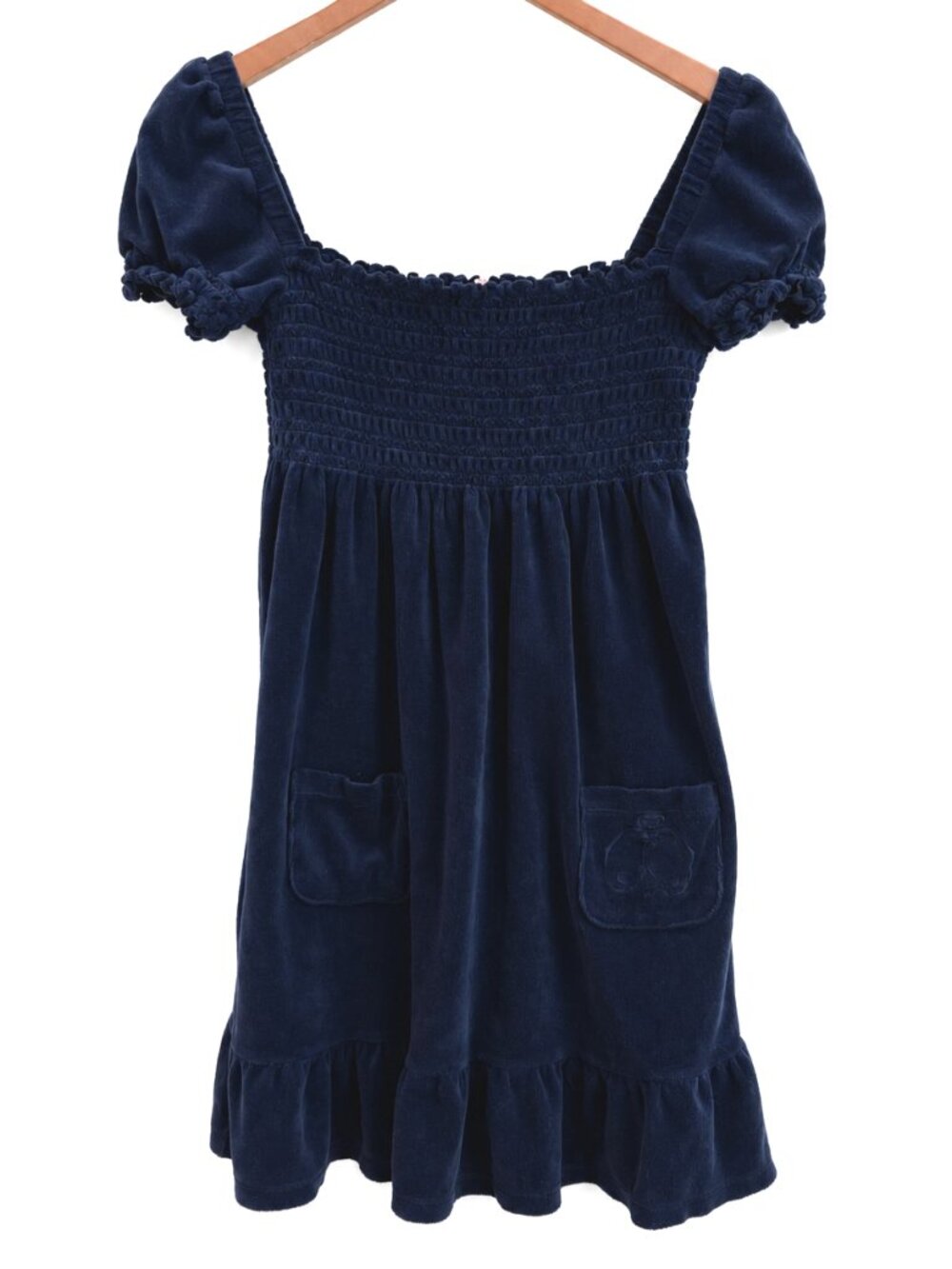 Vintage Y2K Juicy Couture Navy Terrycloth Swim Cover Up Dress XS/S Made USA